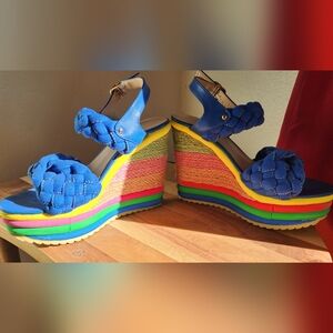 Tscoyuki Women's Colorful Wedge Sandals feature a double woven design